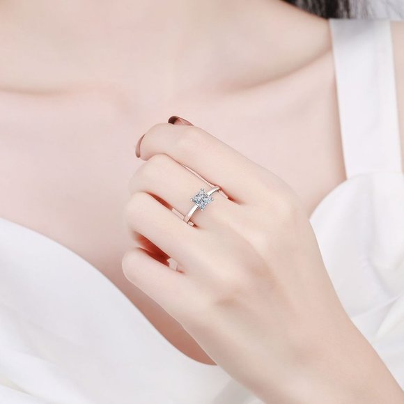 #Certified 2ct. t.w. Moissanite Diamond Princess Cut Engagement Ring NEW - Picture 3 of 9